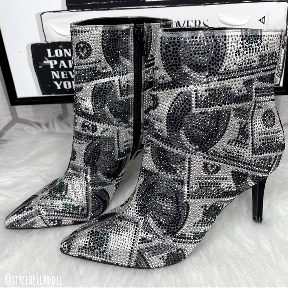 🆕 All About The Benjamins Money 💴 Bling Rhinestone Booties Boots - Picture 13 of 17